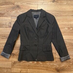 Gray Plaid Peplum Blazer